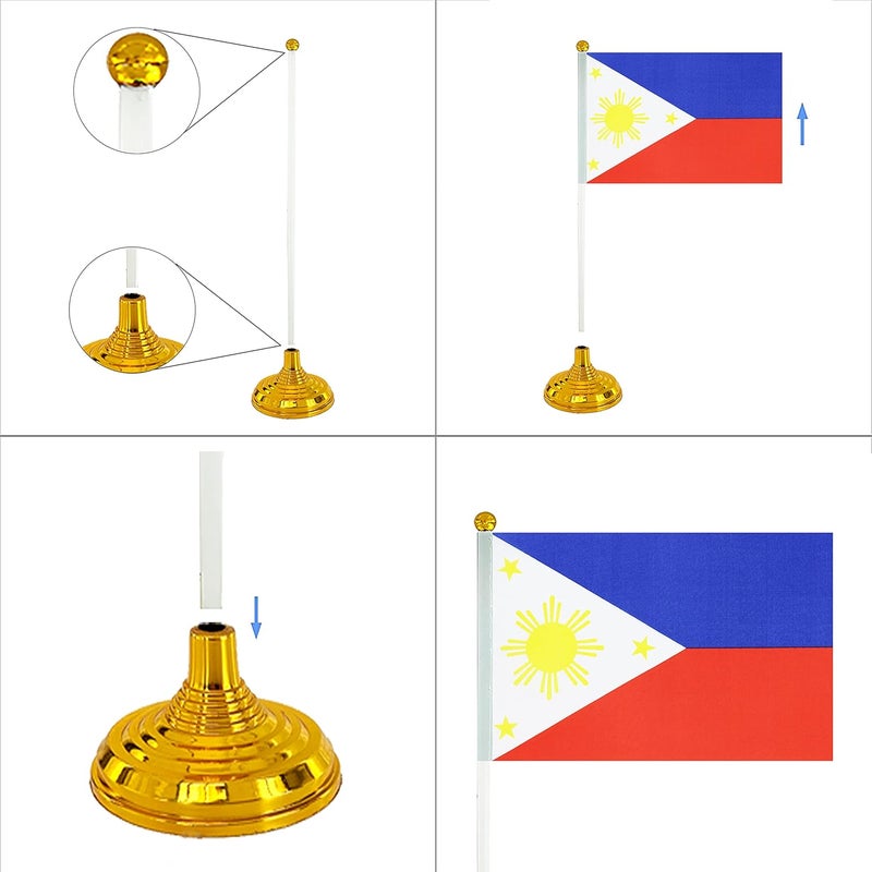 WXTWK 12 Pack Philippine Flag Filipino Desk Flag Small Mini Filipino Table Flags With Stand Base,Home Office Festival Events Celebration Decorations - Image 4
